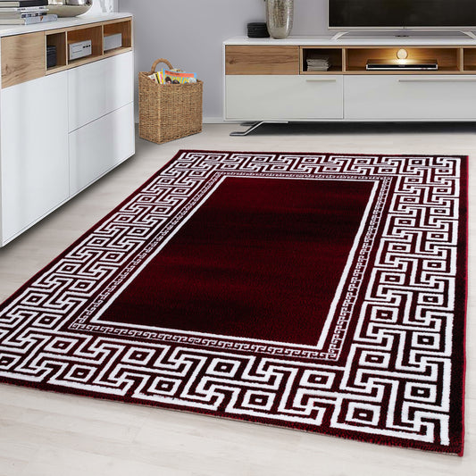 Parma Vloerkleed – Rood Klassiek Randmotief – Laagpolig & Modern Design