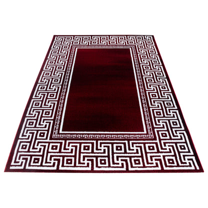 Parma Vloerkleed – Rood Klassiek Randmotief – Laagpolig & Modern Design