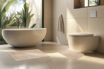 Bari badset 50×120 cm – Beige met ton-sur-ton structuur