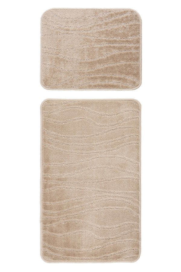 Bari badset 50×120 cm – Beige met ton-sur-ton structuur