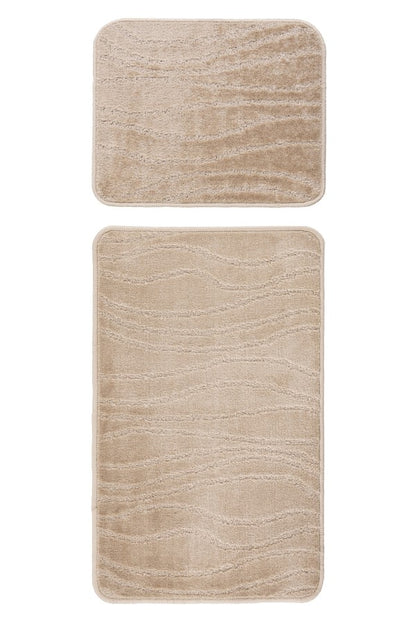 Bari badset 50×120 cm – Beige met ton-sur-ton structuur