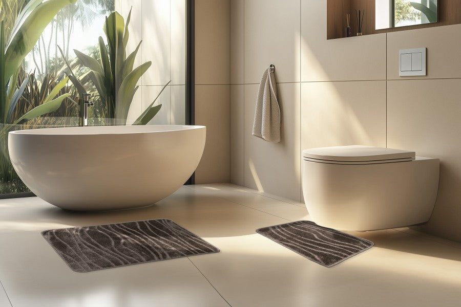 Bari badset 50×120 cm – Taupe met ton-sur-ton structuur