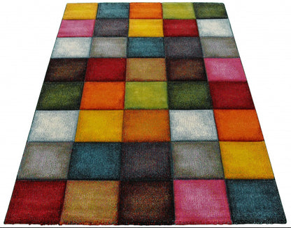 Belis Vloerkleed – Multi – Geometrisch Patchwork Design – Laagpolig Vloerkleed