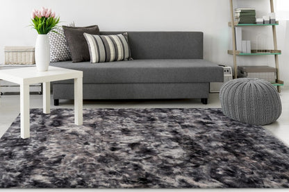 Bolero Vloerkleed – Antraciet – Tie-Dye Design – Fluffy & Hoogpolig