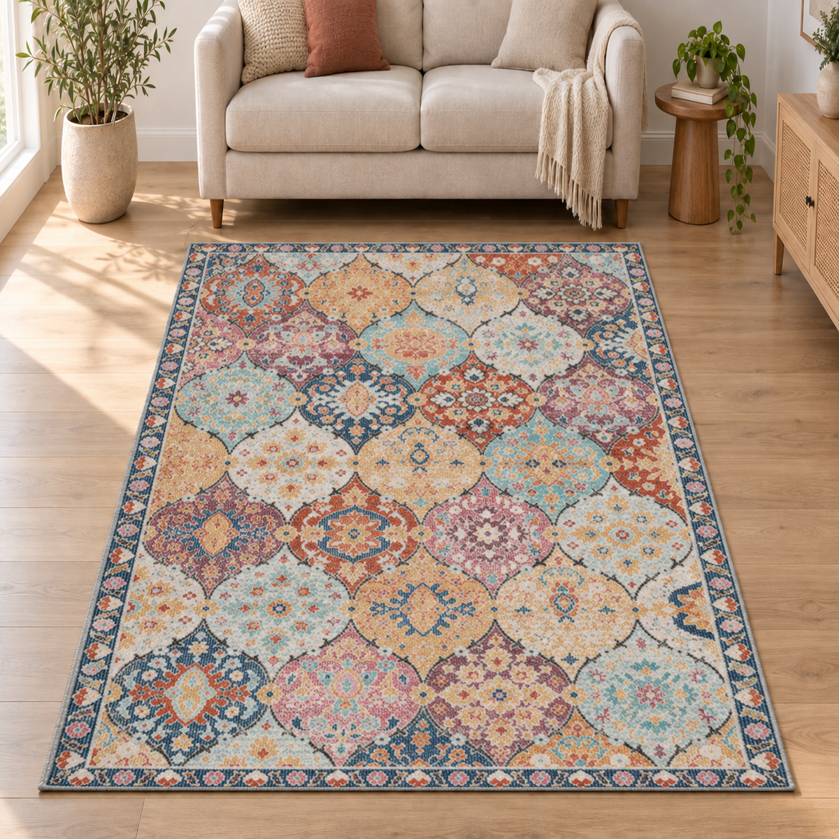 Salsa Vloerkleed – Multicolor – Kleurrijk Patchwork Design – Laagpolig Vloerkleed