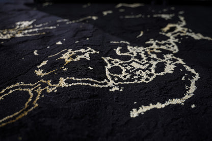 Marmaris Vloerkleed – Zwart/Goud – Marmerlook Design – Modern & Laagpolig