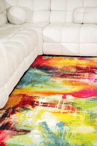 Belis Vloerkleed – Multi – Abstract Schilderij Design – Laagpolig Vloerkleed