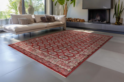 Dakar Vloerkleed – Rood – Oosters Design met Gedetailleerde Rand