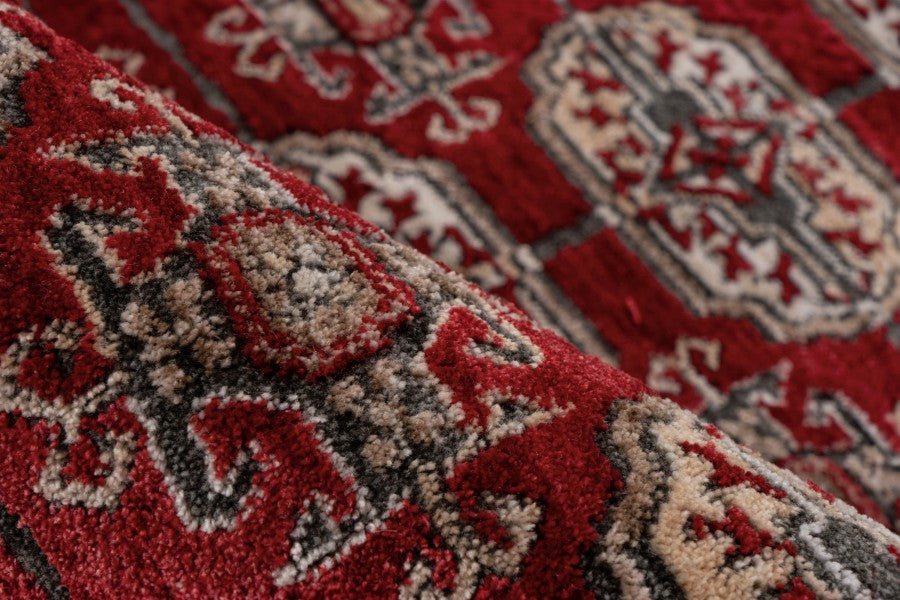 Dakar Vloerkleed – Rood – Oosters Design met Gedetailleerde Rand
