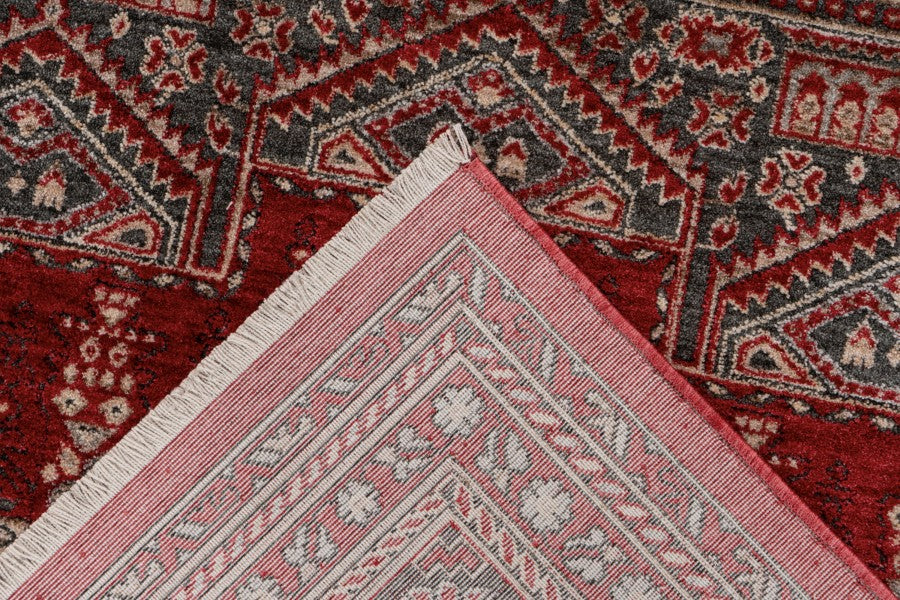 Dakar Vloerkleed – Rood – Laagpolig met Traditioneel Middenmedaillon