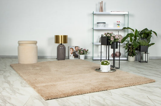 Hoogpolig vloerkleed Dream – Champagne, verfijnd met zachte glans