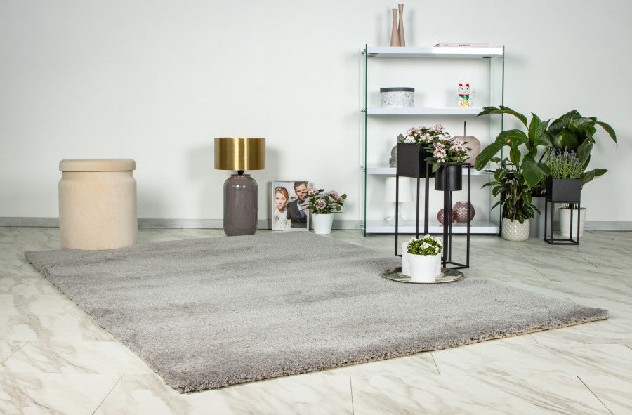 Hoogpolig vloerkleed Dream – Zilvergrijs, elegant en zijdezacht