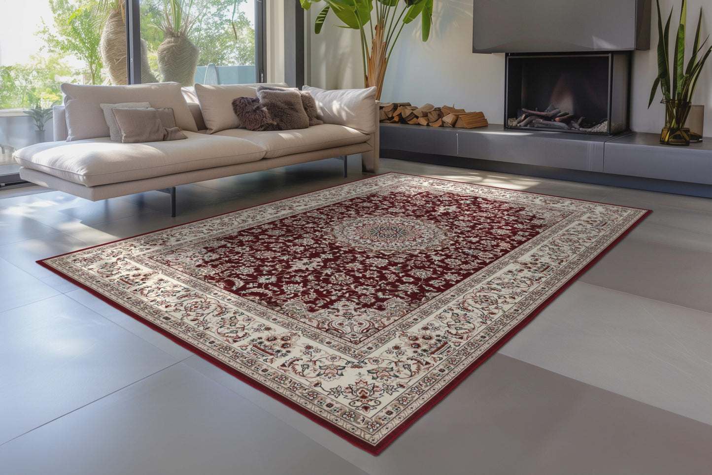 Dunya – Red oosterse stijl – Dun geweven vloerkleed