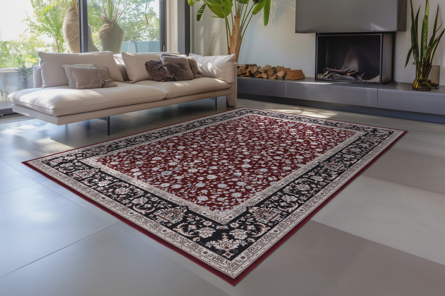 Dunya Nain – Red oosterse stijl – Dun geweven vloerkleed