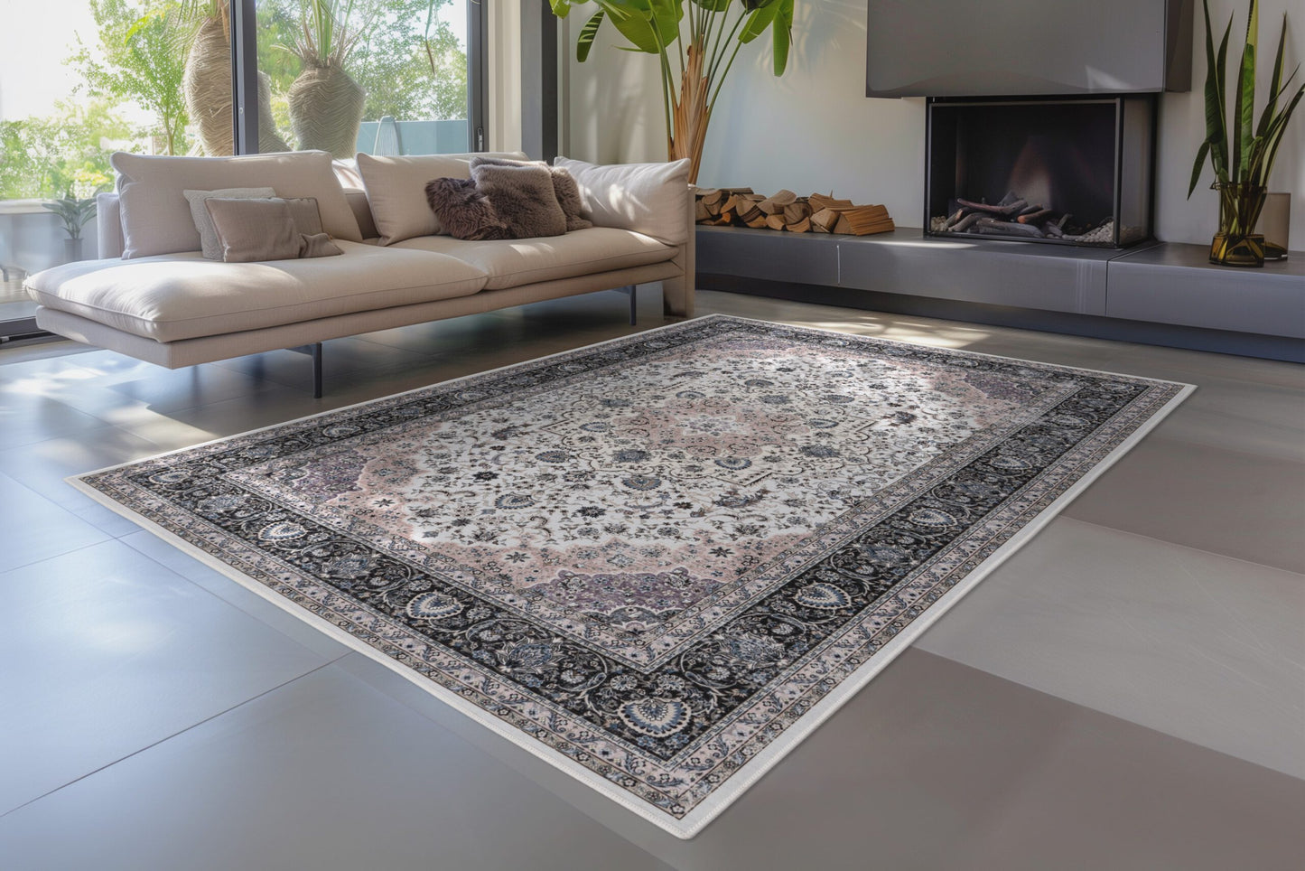 Dunya Nain – Ivory oosterse stijl – Dun geweven vloerkleed
