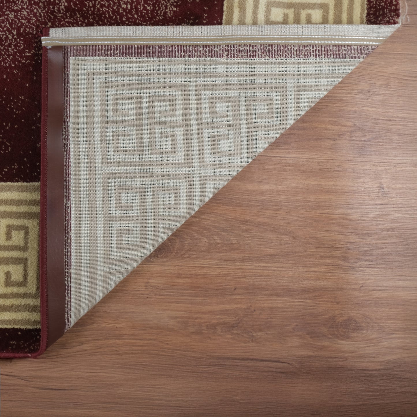 Blanca Vloerkleed – Laagpolig vloerkleed met Griekse rand – Rood/Beige