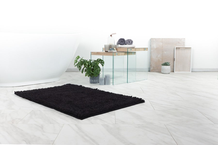 Fluffy badmat – Zwart – hoogpolig en extra zacht