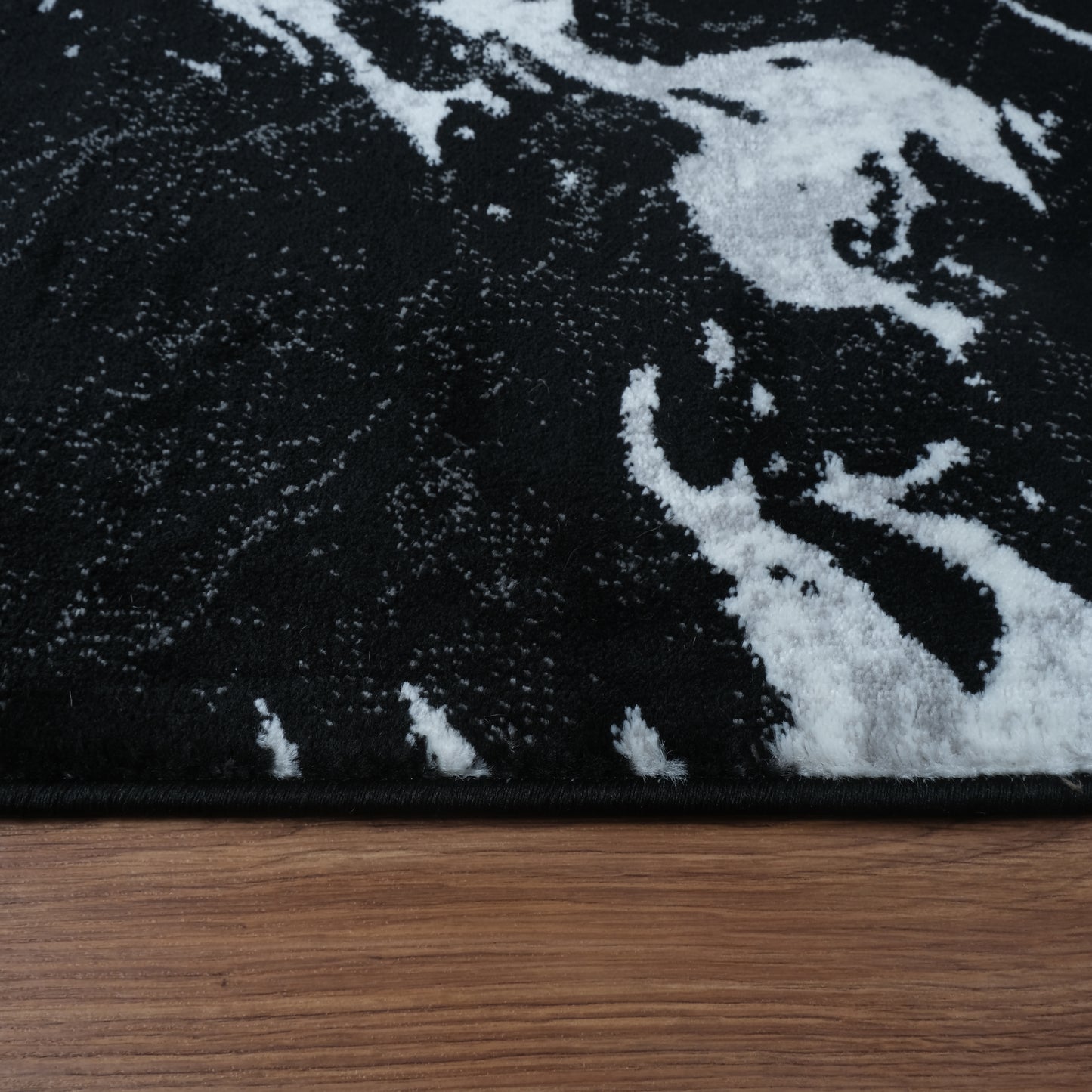 Blanca Vloerkleed – Laagpolig Abstract Marmerlook – Zwart/Grijs