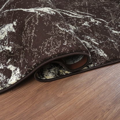 Blanca Vloerkleed – Laagpolig Abstract Marmerlook – Bruin/Beige