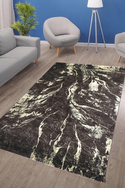 Blanca Vloerkleed – Laagpolig Abstract Marmerlook – Bruin/Beige