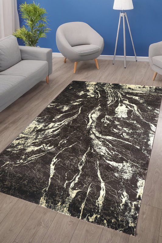 Blanca Vloerkleed – Laagpolig Abstract Marmerlook – Bruin/Beige