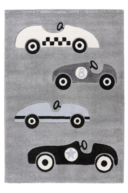 Happy Kinderkleed – Auto’s & Weggetjes – Zilver – Laagpolig & Pluisvrij