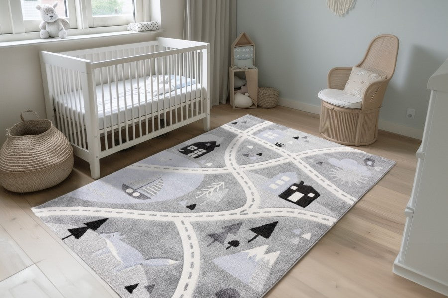 Happy Kinderkleed – Verkeersroute – Zilver – Laagpolig & Antiallergisch
