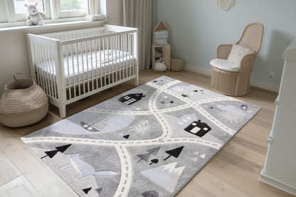 Happy Kinderkleed – Verkeersroute – Zilver – Laagpolig & Antiallergisch