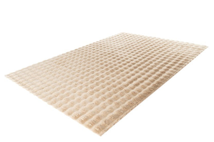 Hoogpolig vloerkleed Harmony – Beige met zachte ribbelstructuur
