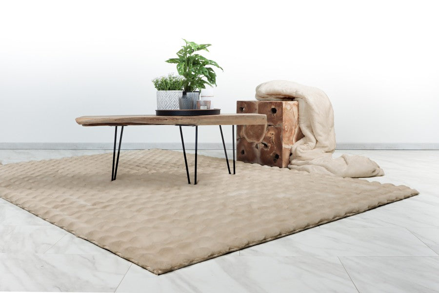 Hoogpolig vloerkleed Harmony – Beige met zachte ribbelstructuur