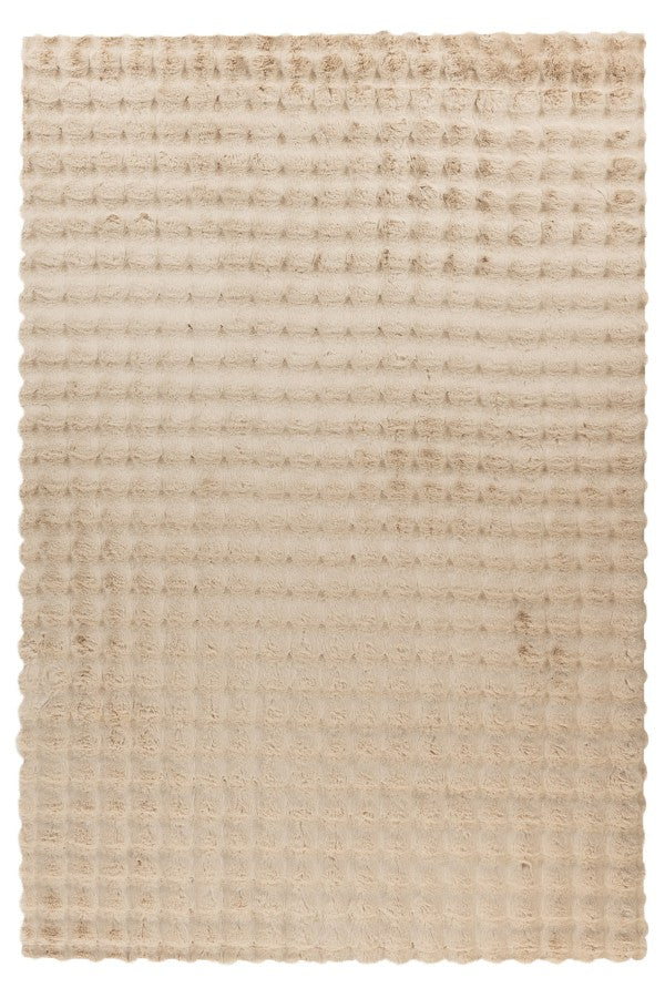 Hoogpolig vloerkleed Harmony – Beige met zachte ribbelstructuur