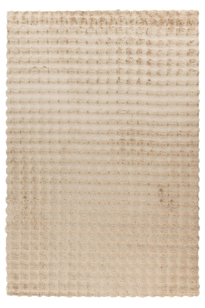 Hoogpolig vloerkleed Harmony – Beige met zachte ribbelstructuur