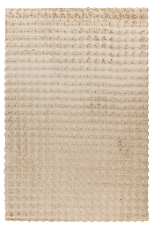 Hoogpolig vloerkleed Harmony – Beige met zachte ribbelstructuur