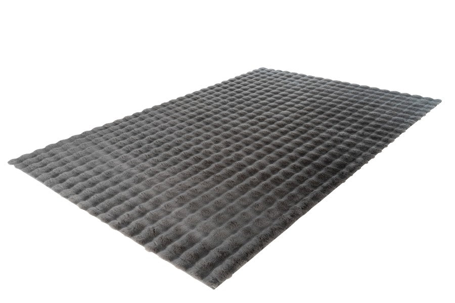 Hoogpolig vloerkleed Harmony – Antraciet met zachte ribbelstructuur
