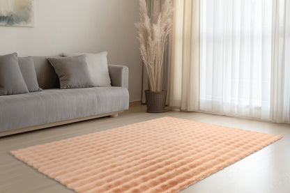 Hoogpolig vloerkleed Harmony – Peach met zachte ribbelstructuur