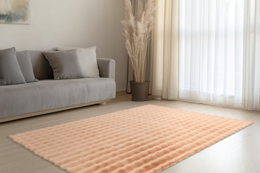 Hoogpolig vloerkleed Harmony – Peach met zachte ribbelstructuur