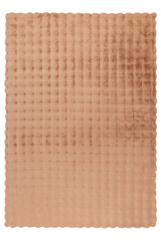 Hoogpolig vloerkleed Harmony – Peach met zachte ribbelstructuur