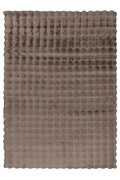 Hoogpolig vloerkleed Harmony – Taupe met zachte ribbelstructuur