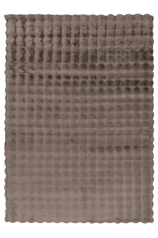 Hoogpolig vloerkleed Harmony – Taupe met zachte ribbelstructuur