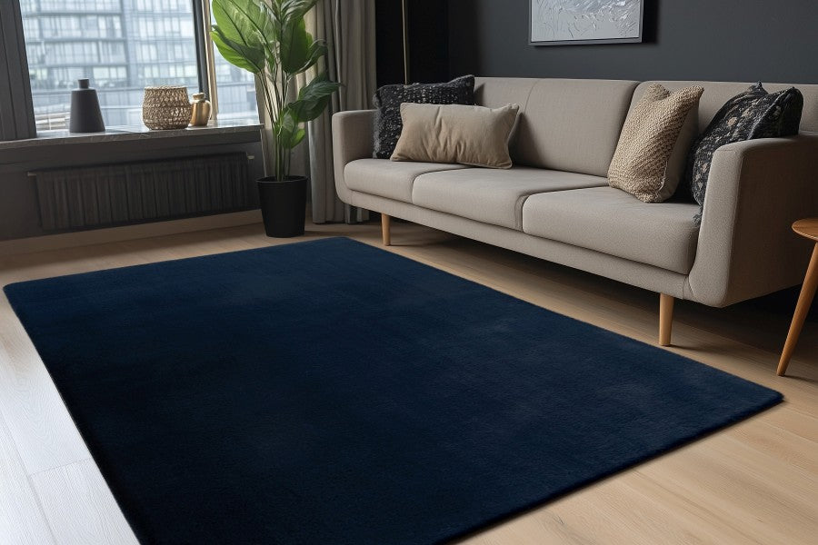 Heaven Fluffy Vloerkleed – Navy – Donkerblauw – Zacht & Effen