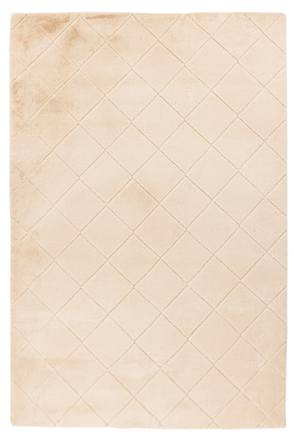 Hoogpolig vloerkleed Impulse – Beige met zacht ruitpatroon en fluwelige glans