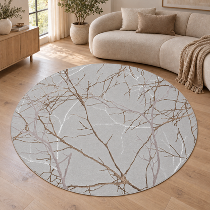 Creation Vloerkleed – Grijs – Takken Design – Laagpolig Vloerkleed