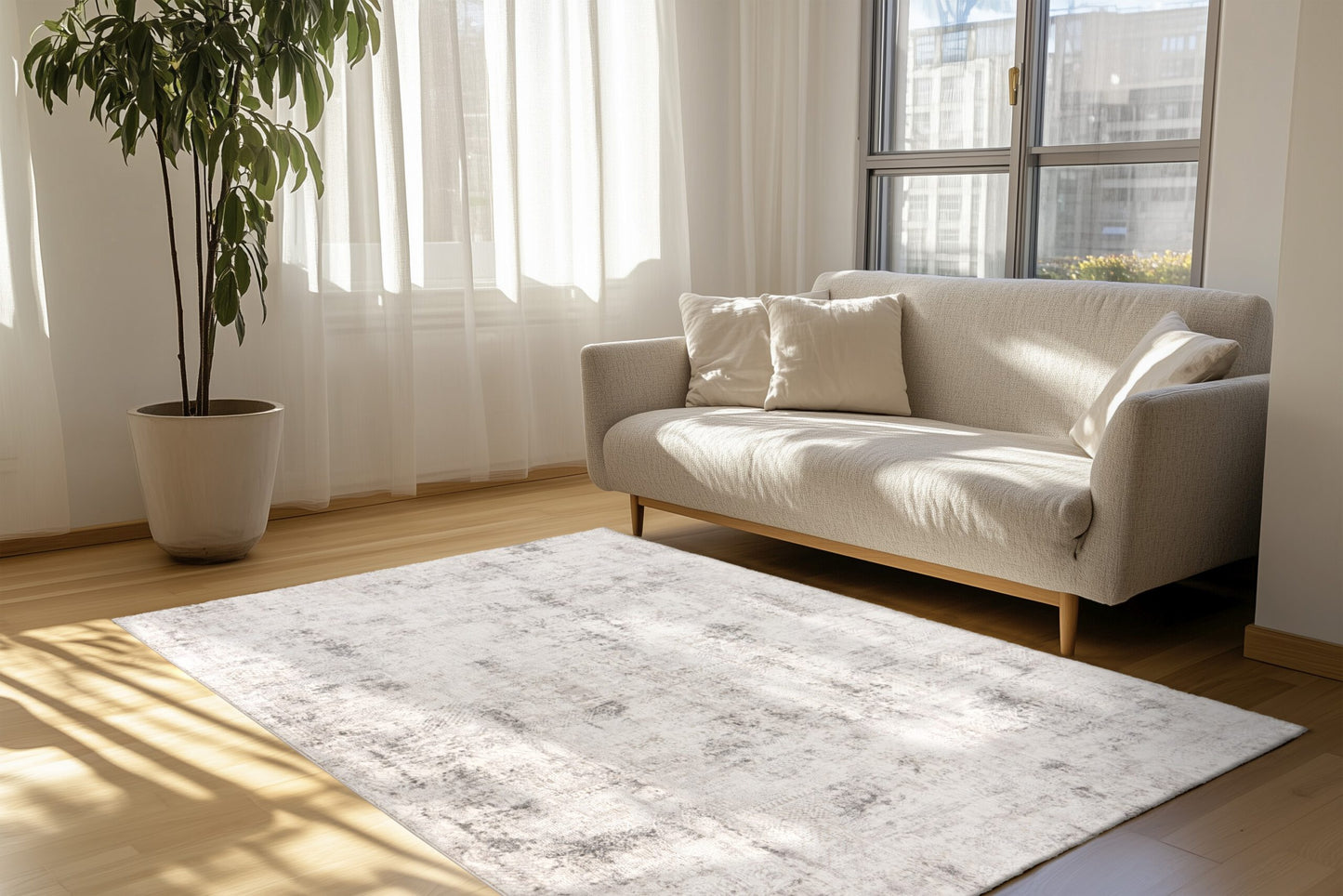 Lyon – Silver vintage vervaging – Laagpolig vloerkleed