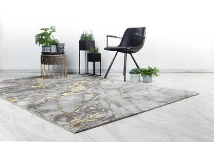 Marmaris Vloerkleed – Goud – Marmerlook Design – Modern & Laagpolig