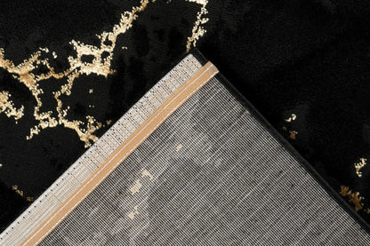 Marmaris Vloerkleed – Zwart/Goud – Marmerlook Design – Modern & Laagpolig