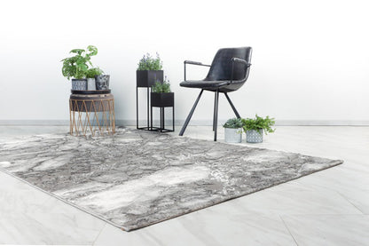Marmaris Vloerkleed – Grijs – Marmerlook Design – Modern & Laagpolig