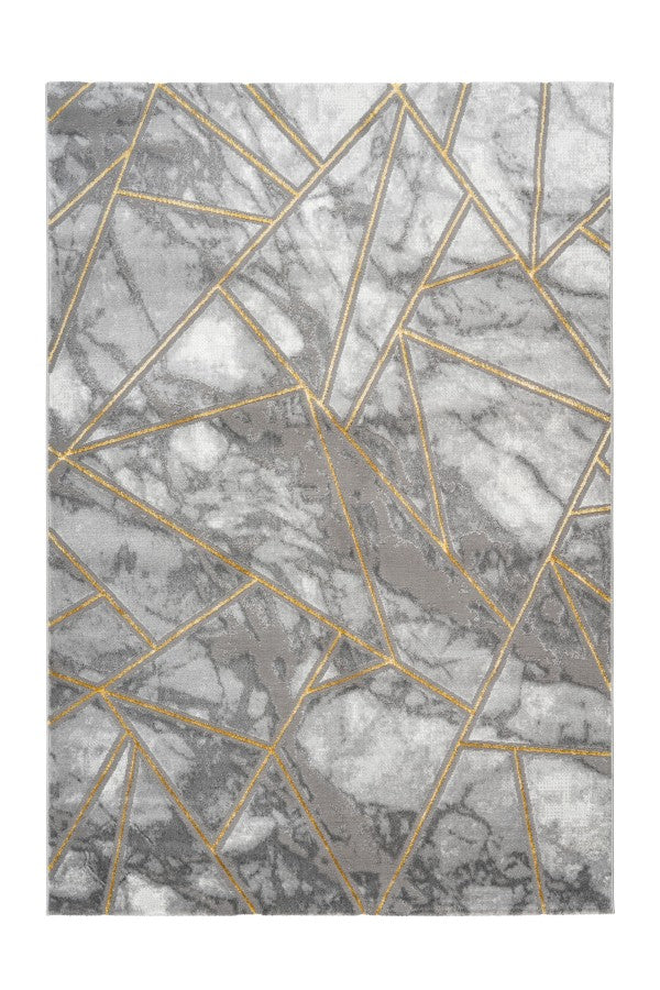 Marmaris Vloerkleed – Goud/Zilver – Marmerlook Design – Modern & Laagpolig