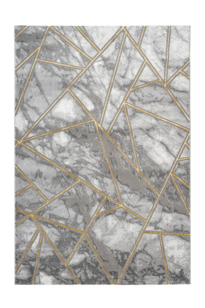 Marmaris Vloerkleed – Goud/Zilver – Marmerlook Design – Modern & Laagpolig