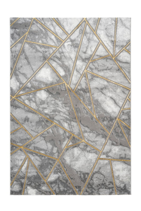 Marmaris Vloerkleed – Goud/Zilver – Marmerlook Design – Modern & Laagpolig