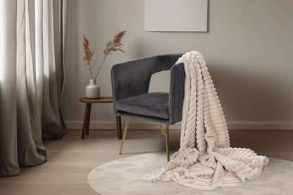 Plush deken – Beige met zachte ribbelstructuur